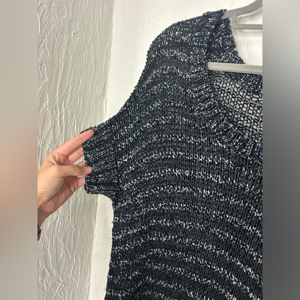 Alice + Olivia Open Mixed Knit Chunky Sweater Short Sleeve Top Size Small - Picture 4 of 6